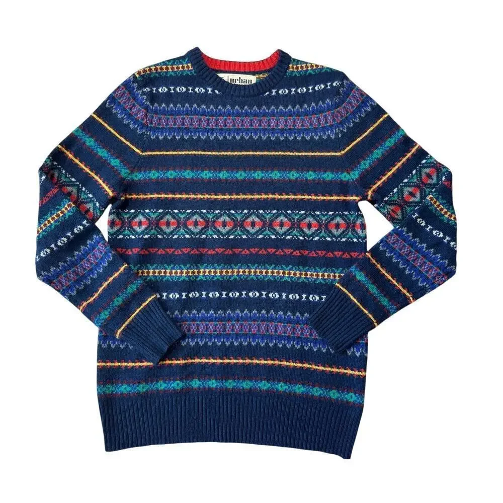 Urban Pipeline Fair Isle Crewneck Men's Sweater, Size Medium, Wool Blend
